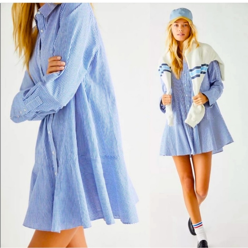 Free People All for You Striped Tunic Mini Shirt Dress